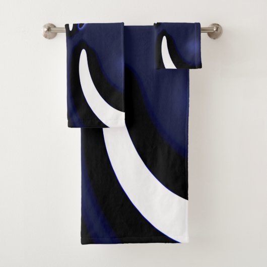 Blue Moon: Abstract blauw, wit & zwart Bad Handdoek (Insitu)