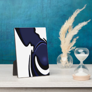 Blue Moon: Abstract blauw, wit & zwart Fotoplaat