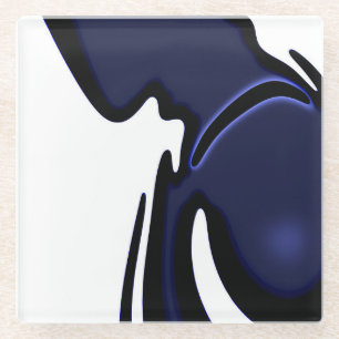 Blue Moon: Abstract blauw, wit & zwart Glazen Onderzetter