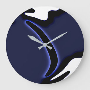 Blue Moon: Abstract blauw, wit & zwart Grote Klok