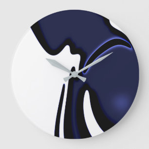 Blue Moon: Abstract blauw, wit & zwart Grote Klok