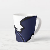 Blue Moon: Abstract blauw, wit & zwart Latte Mok (Rechterhoek)