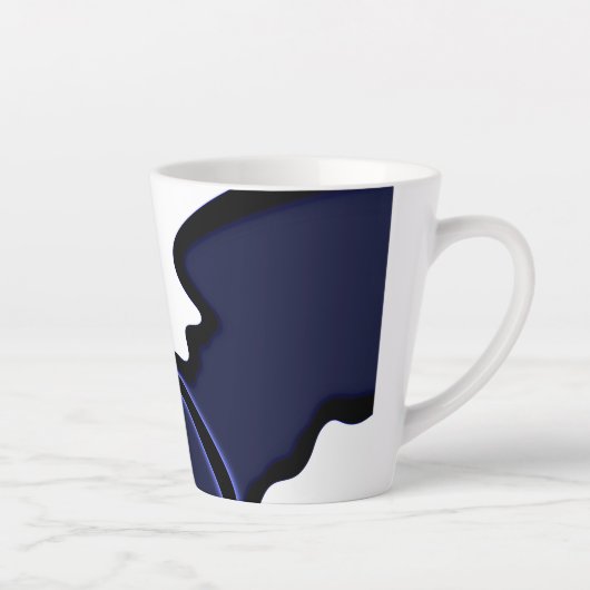 Blue Moon: Abstract blauw, wit & zwart Latte Mok (Rechts)