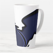 Blue Moon: Abstract blauw, wit & zwart Latte Mok (Rechterhoek)