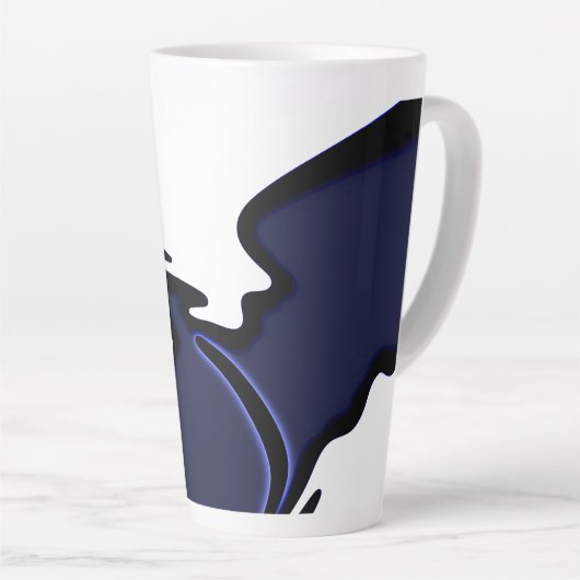 Blue Moon: Abstract blauw, wit & zwart Latte Mok (Rechterhoek)