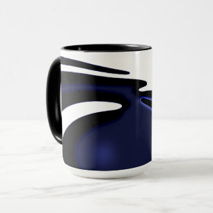 Blue Moon: Abstract blauw, wit & zwart Mok