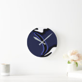 Blue Moon: Abstract blauw, wit & zwart Ronde Klok (Huis)