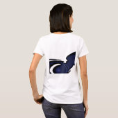 Blue Moon: Abstract blauw, wit & zwart T-shirt (Achterkant volledig)