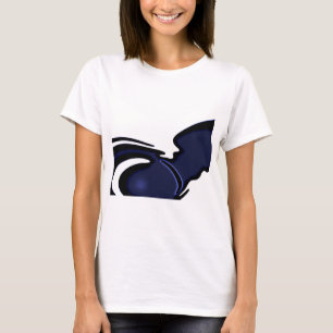 Blue Moon: Abstract blauw, wit & zwart T-shirt
