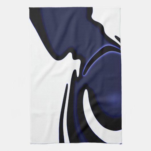 Blue Moon: Abstract blauw, wit & zwart Theedoek (Verticaal)