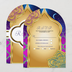 Blue Moon Arabian Nights Glam Goud Paars RSVP Kaart
