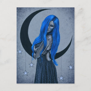 Blue Moon Celestial Fantasy Art Briefkaart