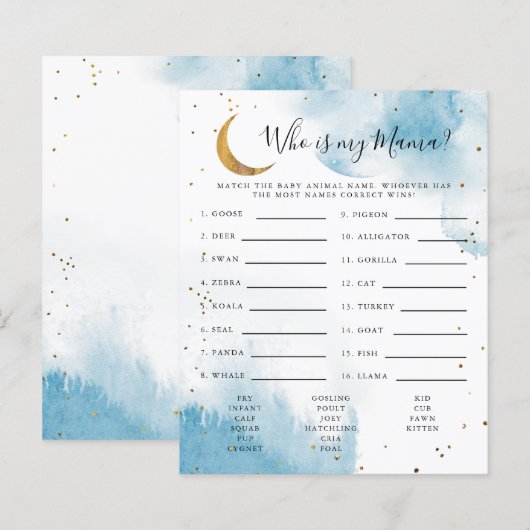 Blue Moon die mijn Baby shower-spel is (Voorkant / Achterkant)
