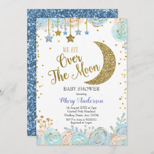 Blue Moon en Star Baby shower Kaart