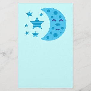 Blue Moon en Striped Stars Briefpapier