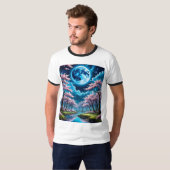 Blue Moon et Cherry Blossom Tshirt Art (Devant entier)