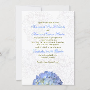 Blue Moon Hydrangea Wedding Invitation Kaart