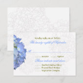 Blue Moon Hydrangea Wedding RSVP Cartes de menu (Devant / Derrière)