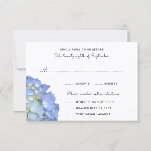 Blue Moon Hydrangea Wedding RSVP Menu Kaarten