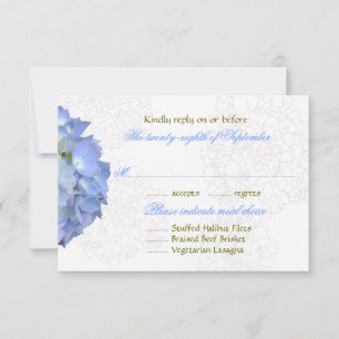 Blue Moon Hydrangea Wedding RSVP Menu Kaarten