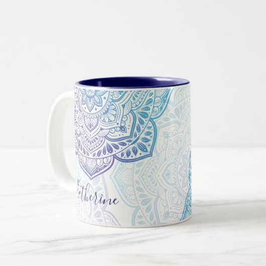 Blue Moon Mandala Personalized Mug (Devant gauche)