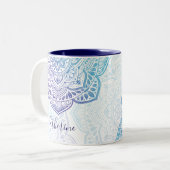 Blue Moon Mandala Personalized Mug Tweekleurige Koffiemok (Voorkant links)