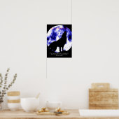 Blue Moon Motivational Leadership Wolf Poster (Cuisine)