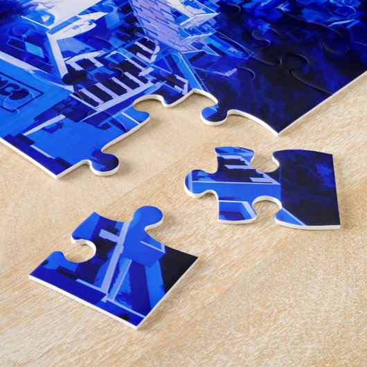 Blue Moon Over Fira Santorini Legpuzzel (Zijkant)