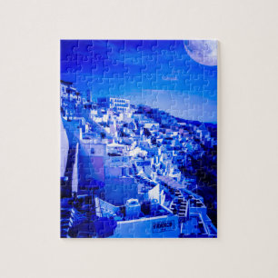 Blue Moon Over Fira Santorini Legpuzzel