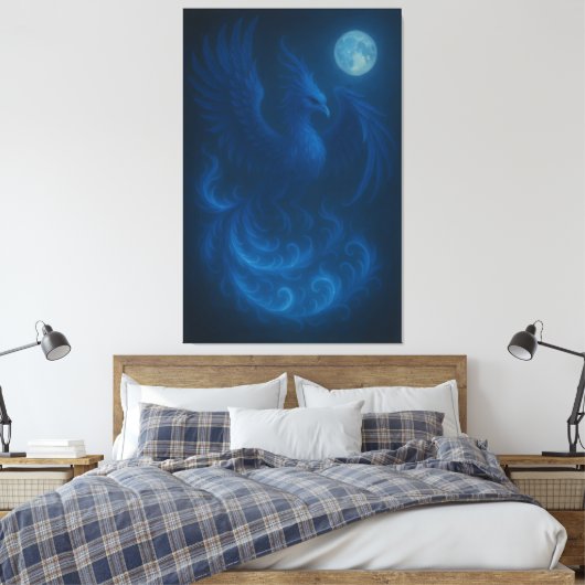 Blue Moon Phoenix · Fine Art Canvas Print (Insitu (Slaapkamer))