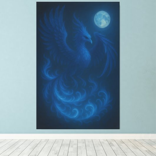 Blue Moon Phoenix · Fine Art Canvas Print (Insitu (Houten vloer))