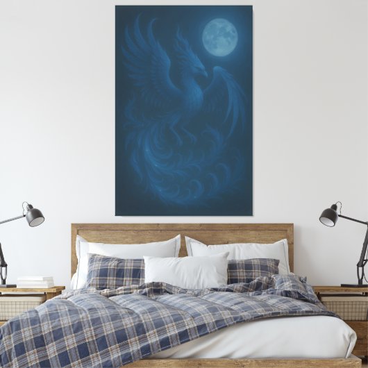 Blue Moon Phoenix · Fine Art Canvas Print (Insitu (Slaapkamer))
