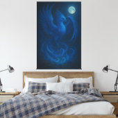 Blue Moon Phoenix · Kunstcanvasprint Canvas Afdruk (Insitu (Slaapkamer))