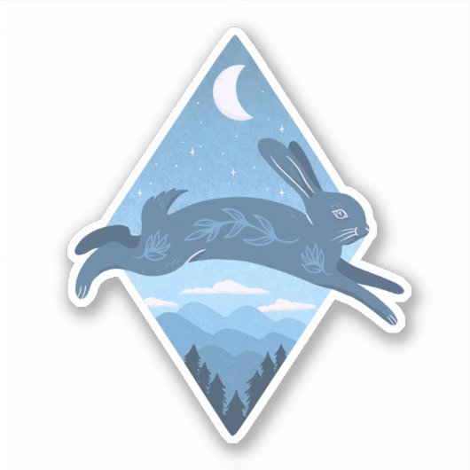 Blue Moon Rabbit Over Blue Ridge Mountains Sticker (Voorkant)