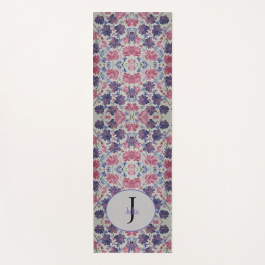 Blue Moon Roos Floral Monogram Yoga Mat (Voorkant)