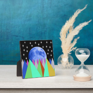 Blue Moon Tabletop Plaque with Easel