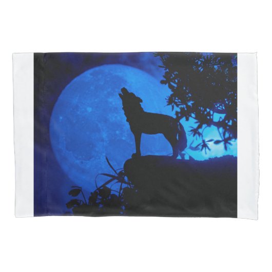 Blue Moon Wolf Kussensloop (Voorkant)
