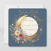 Blue Moonflower Enregistrer la date Faire-part pho (Dos)