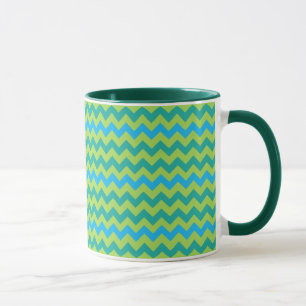 Blue Moons Chevron Pattern Green Blue Mok