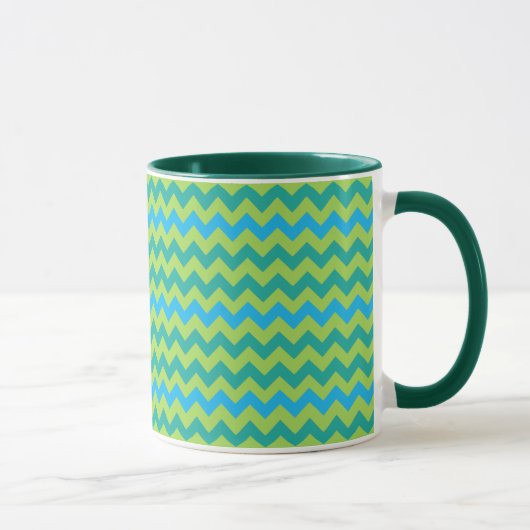 Blue Moons Chevron Pattern Green Blue Mok (Rechts)
