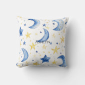 Blue Moons Gold Stars Kussen (Voorkant)