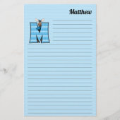 Blue Moose Mongram Letter M Lined Briefpapier (Voorkant)