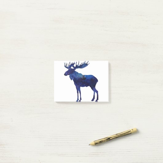Blue Moose Silhouette Post-it® Notes (Op bureau)