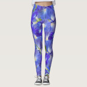 Blue Morning Glories Abstrait Yoga Pant Legging (Devant)