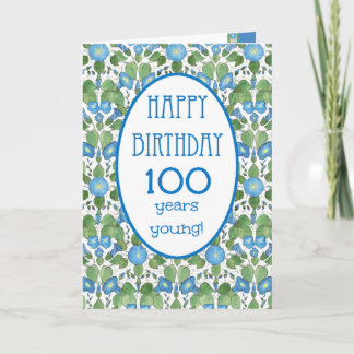 Blue Morning Glory, 100th Birthday Kaart