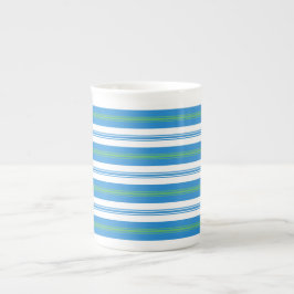Blue Morning Glory Deckstoel Stripe Bone China Mok