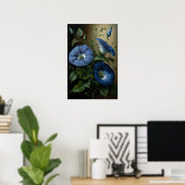 Blue Morning Glory Flowers Art Print Poster (Thuiskantoor)