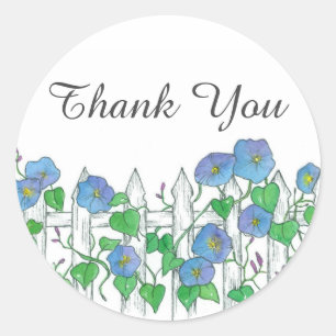 Blue Morning Glory Flowers Hartelijk dank Ronde Sticker