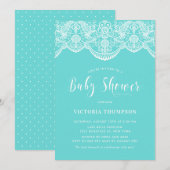 Blue Moroccan Baby shower Invitation Kaart (Voorkant / Achterkant)