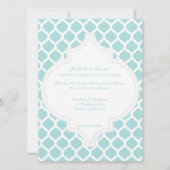 Blue Moroccan Pattern Wedding Invitations Kaart (Voorkant)